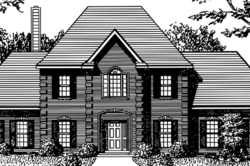 Architectural House Design - Colonial Exterior - Front Elevation Plan #34-258