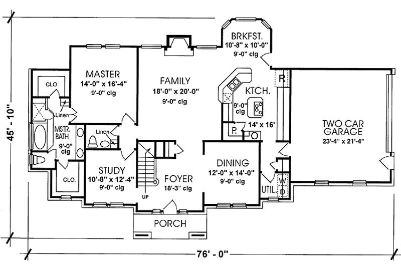 Home Plan - Floor Plan - Main Floor for European House Plan #974-56 - 4 bed, 2.5 bath