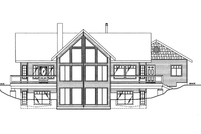House Blueprint - Exterior - Rear Elevation for Ranch House Plan #117-838 - 2 bed, 3 bath