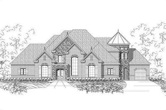 Exterior - Front Elevation for European House Plan #411-273 - 4 bed, 4 bath