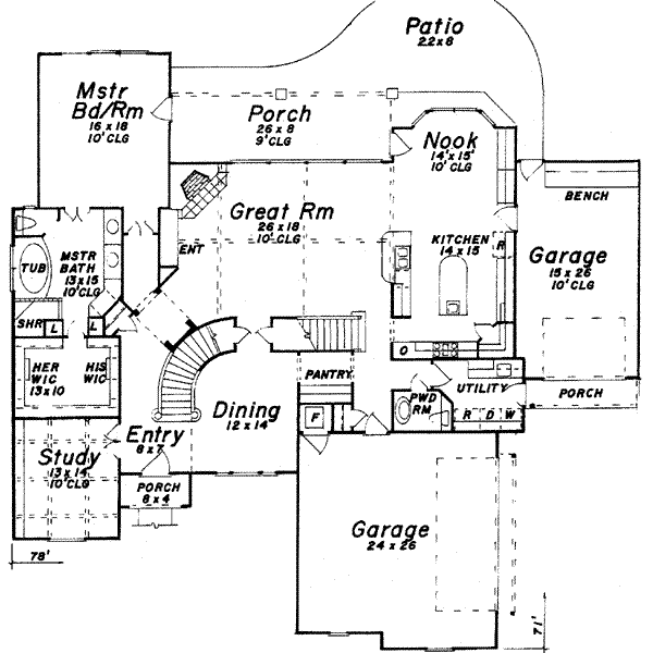 House Plan Design - European Floor Plan - Main Floor Plan #52-169