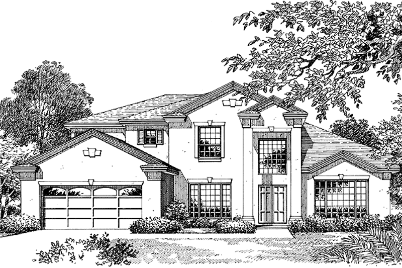 House Plan Design - Exterior - Front Elevation 3 for European House Plan #1015-6 - 5 bed, 3 bath