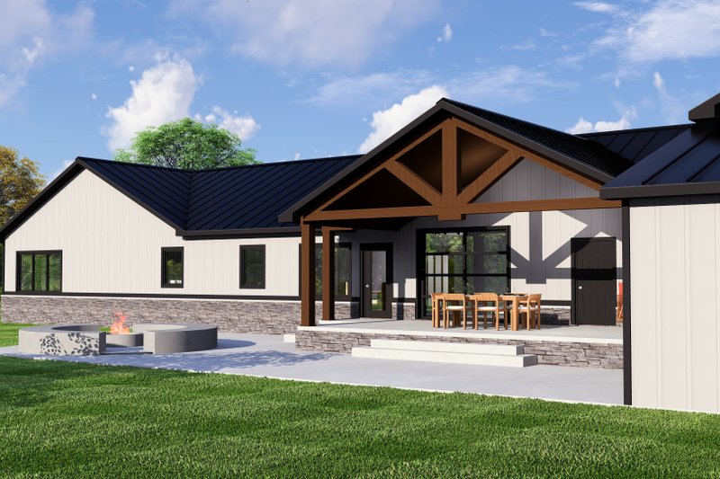 House Blueprint - Exterior - Outdoor Living 1 for Barndominium House Plan #1064-314 - 4 bed, 2.5 bath