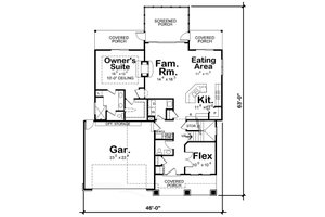 Floor Plan - Main Floor for Craftsman House Plan #20-2420 - 3 bed, 2.5 bath