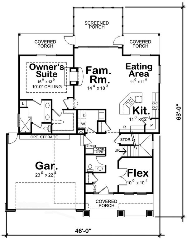 Architectural House Design - Craftsman Floor Plan - Main Floor Plan #20-2420