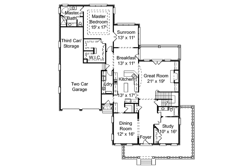 Home Plan - Floor Plan - Main Floor for Classical House Plan #429-301 - 3 bed, 3.5 bath