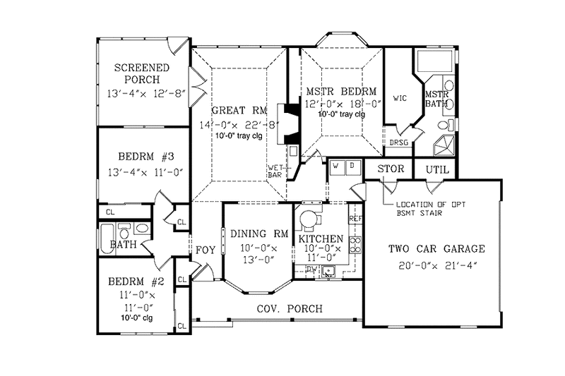 Home Plan - Floor Plan - Main Floor for Country House Plan #456-98 - 3 bed, 2 bath