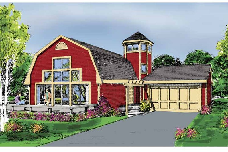 Architectural House Design - Exterior - Front Elevation 3 for Country House Plan #456-86 - 3 bed, 2 bath