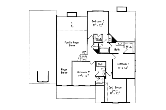 Floor Plan - Upper Floor for Craftsman House Plan #927-930 - 4 bed, 3.5 bath
