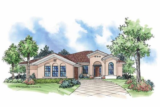 Exterior - Front Elevation 3 for Mediterranean House Plan #930-390 - 3 bed, 2 bath