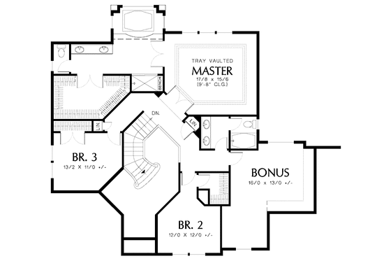 Floor Plan - Upper Floor for Country House Plan #48-774 - 3 bed, 2.5 bath