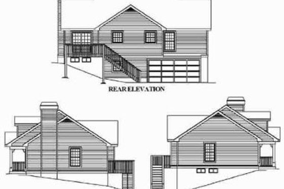 Exterior - Rear Elevation for Cottage House Plan #57-151 - 3 bed, 2 bath