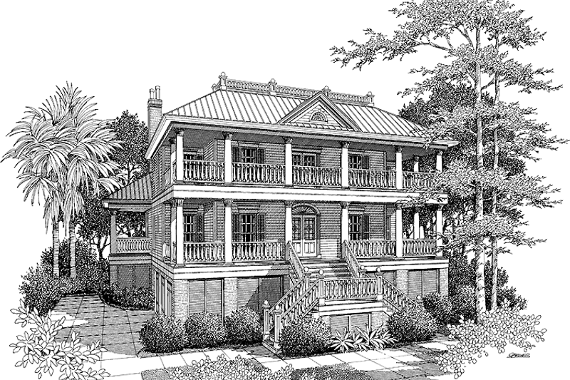 House Blueprint - Southern Exterior - Front Elevation Plan #37-265