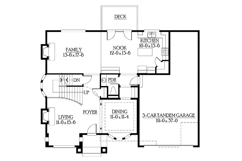 Architectural House Design - Floor Plan - Main Floor for Craftsman House Plan #132-368 - 4 bed, 3.5 bath