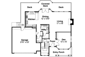 Floor Plan - Main Floor for Craftsman House Plan #124-557 - 3 bed, 2.5 bath