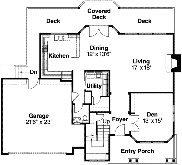 House Plan Design - Craftsman Floor Plan - Main Floor Plan #124-557