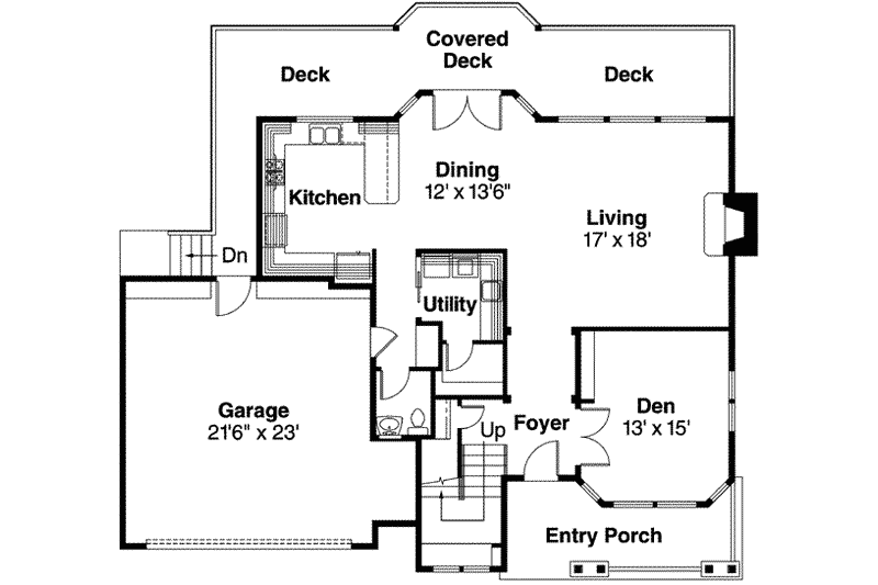 Home Plan - Floor Plan - Main Floor for Craftsman House Plan #124-557 - 3 bed, 2.5 bath