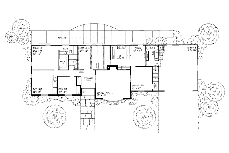 Home Plan - Floor Plan - Main Floor for Ranch House Plan #72-598 - 3 bed, 2.5 bath