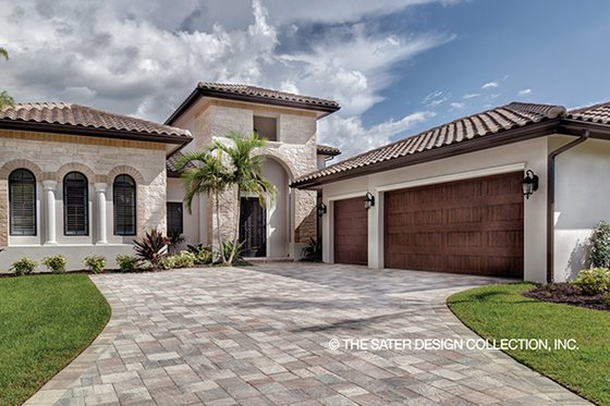 Exterior - Front Elevation 3 for Mediterranean House Plan #930-449 - 3 bed, 3.5 bath