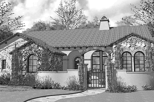 Exterior - Front Elevation for Mediterranean House Plan #120-209 - 3 bed, 2 bath