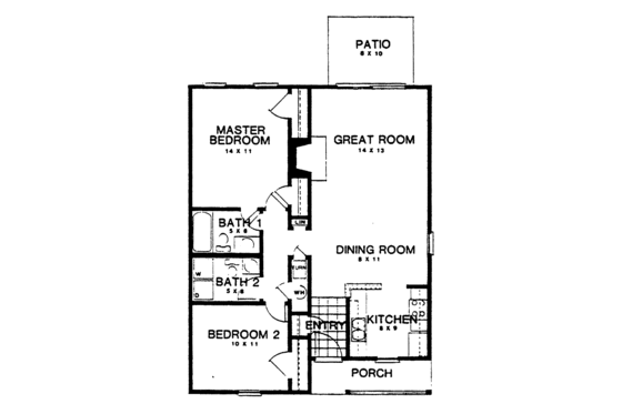 Floor Plan - Main Floor for Country House Plan #30-240 - 2 bed, 2 bath