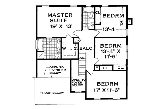 Floor Plan - Upper Floor for Country House Plan #3-263 - 4 bed, 2.5 bath