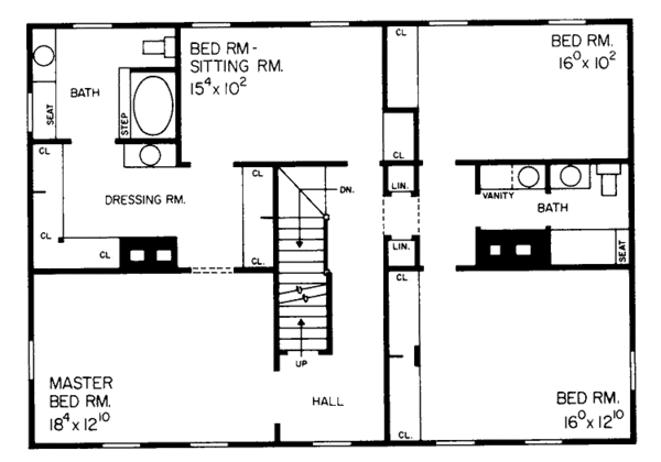 House Plan Design - Colonial Floor Plan - Upper Floor Plan #72-649
