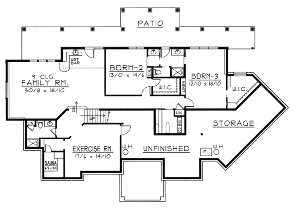 Home Plan - Traditional Floor Plan - Lower Floor Plan #1037-12