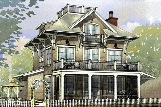 Exterior - Front Elevation for Beach House Plan #901-124 - 4 bed, 3.5 bath