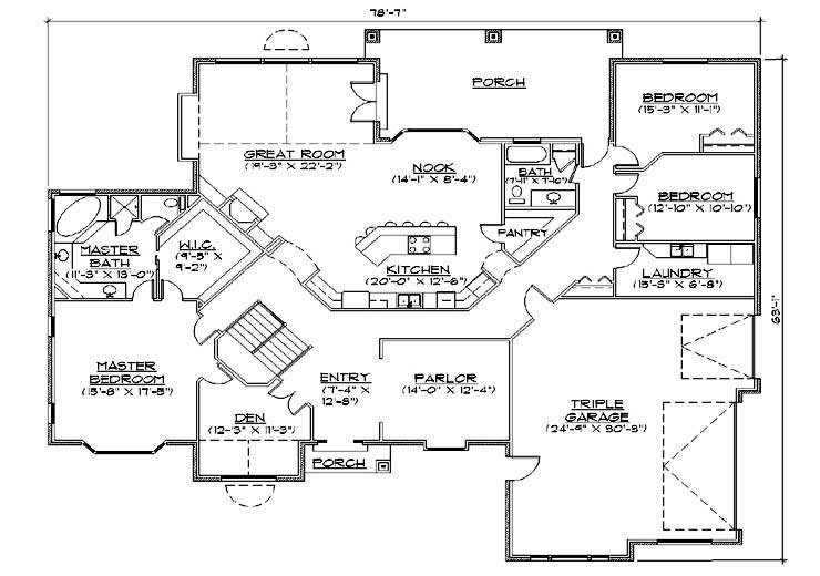 Dream House Plan - Floor Plan - Main Floor for Traditional House Plan #5-324 - 6 bed, 3 bath