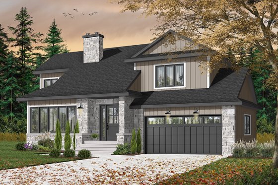 Exterior - Front Elevation 4 for Traditional House Plan #23-712 - 3 bed, 1.5 bath