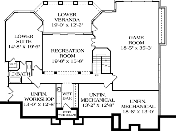 Home Plan - Country Floor Plan - Lower Floor Plan #453-377