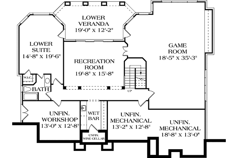 Dream House Plan - Floor Plan - Lower Floor for Country House Plan #453-377 - 5 bed, 4.5 bath