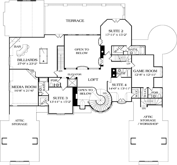 House Design - European Floor Plan - Upper Floor Plan #453-608