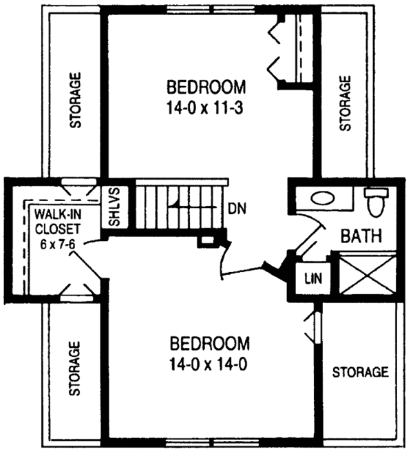 Architectural House Design - Prairie Floor Plan - Upper Floor Plan #981-20