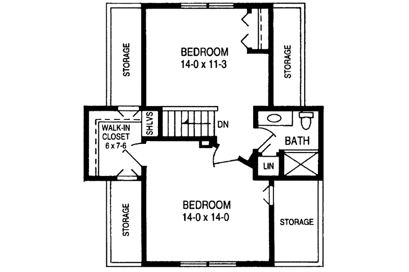 Architectural House Design - Floor Plan - Upper Floor for Prairie House Plan #981-20 - 3 bed, 2 bath