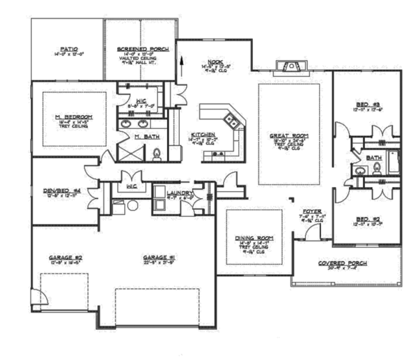 House Blueprint - Ranch Floor Plan - Main Floor Plan #1064-8