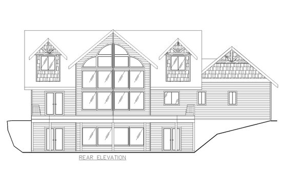 Exterior - Rear Elevation for Craftsman House Plan #117-1055 - 3 bed, 2 bath