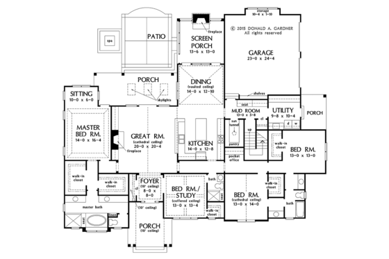 Floor Plan - Main Floor for Ranch House Plan #929-1016 - 4 bed, 3 bath