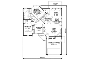 Floor Plan - Main Floor for Traditional House Plan #65-252 - 3 bed, 2 bath