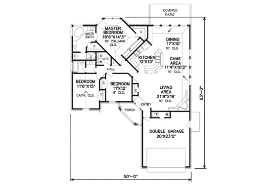 Floor Plan - Main Floor for Traditional House Plan #65-252 - 3 bed, 2 bath