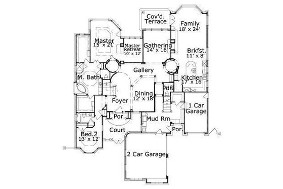 Floor Plan - Main Floor for European House Plan #411-836 - 5 bed, 4.5 bath