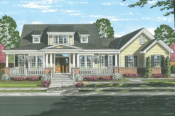 Exterior - Front Elevation 3 for Traditional House Plan #46-852 - 4 bed, 2.5 bath