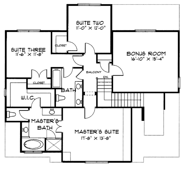 Dream House Plan - Tudor Floor Plan - Upper Floor Plan #413-899