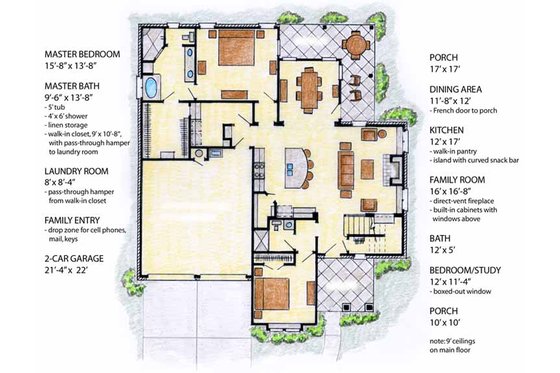 Floor Plan - Main Floor for Country House Plan #410-3565 - 4 bed, 3 bath