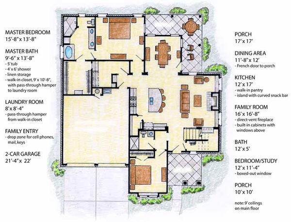 Home Plan - Country Floor Plan - Main Floor Plan #410-3565
