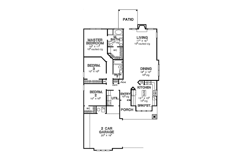 House Plan Design - Floor Plan - Main Floor for Country House Plan #472-408 - 3 bed, 2 bath
