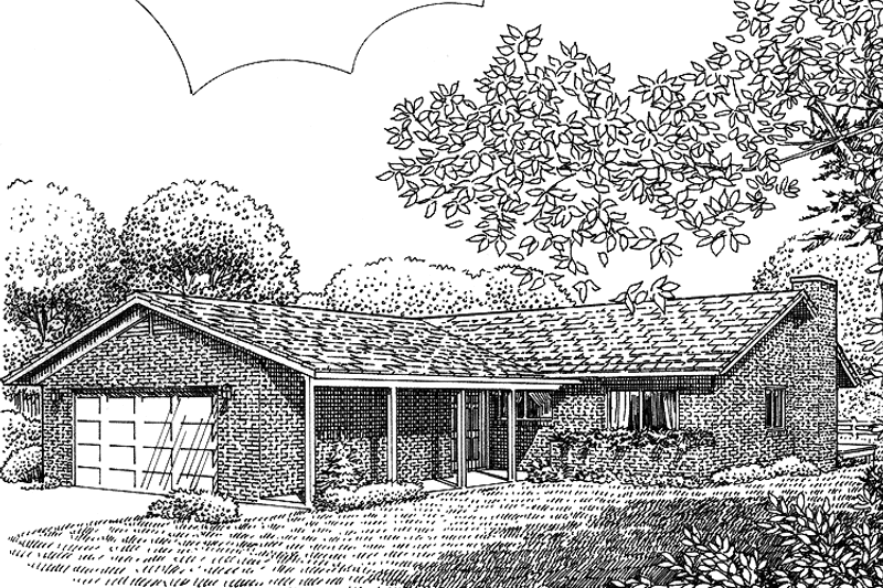 House Blueprint - Exterior - Front Elevation 3 for Country House Plan #320-807 - 2 bed, 2 bath