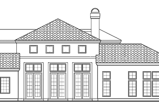 Exterior - Rear Elevation for Mediterranean House Plan #72-1016 - 4 bed, 3 bath
