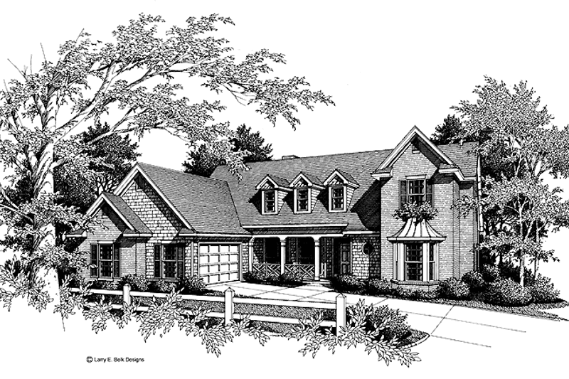 House Blueprint - Exterior - Front Elevation 3 for Country House Plan #952-107 - 4 bed, 3 bath
